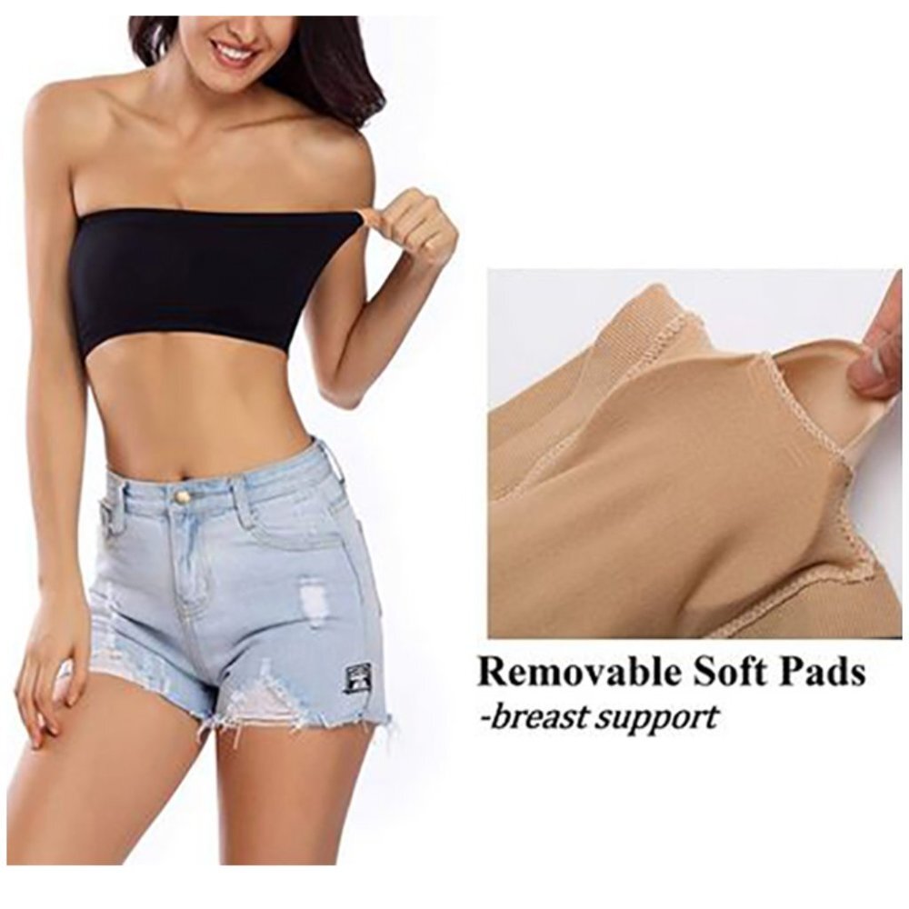3pcs SET Strapless Bandeau Padded Tube Top Bra Stretch Non-slip - Picture 6 of 8